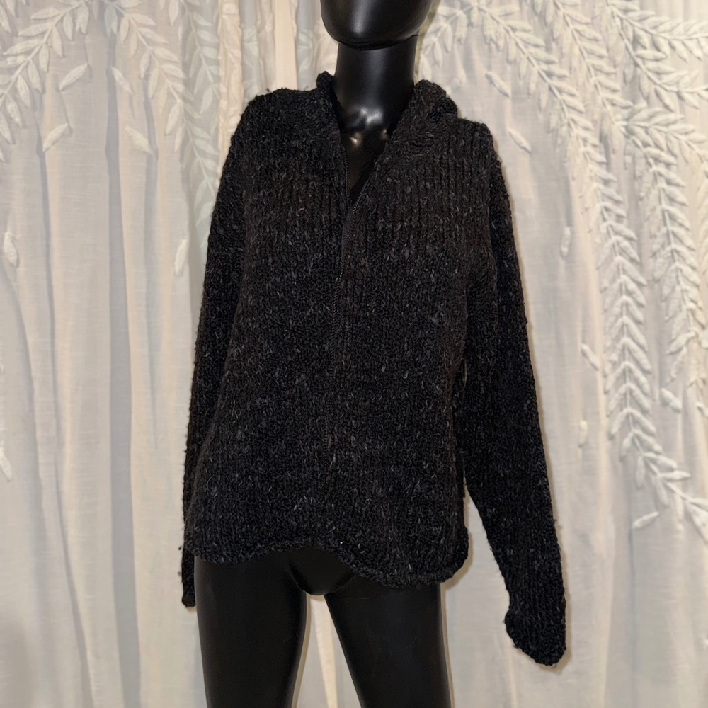 Relais Textured Knit Hoodie Size M – Soft Speckled Pullover Sweater